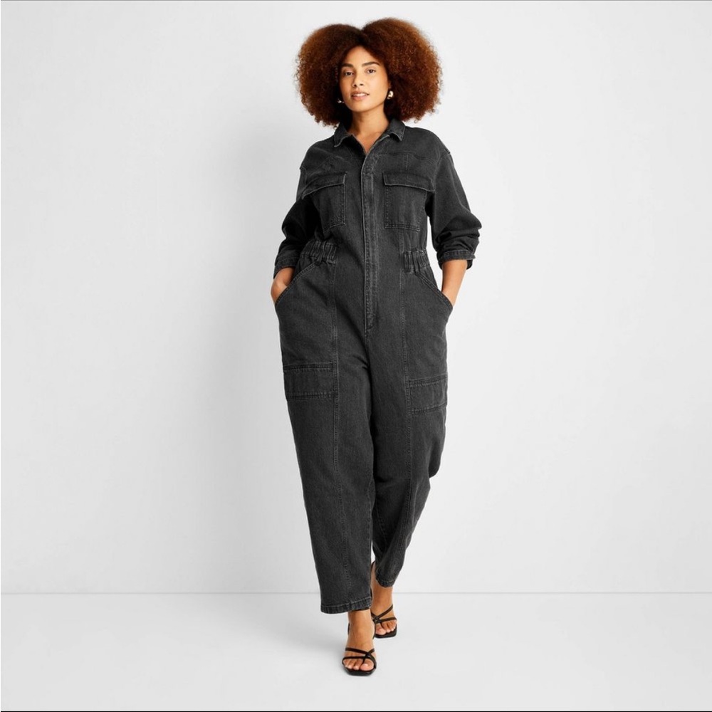 Universal thread black denim zip up coverall • Size 14 - Picture 7 of 8